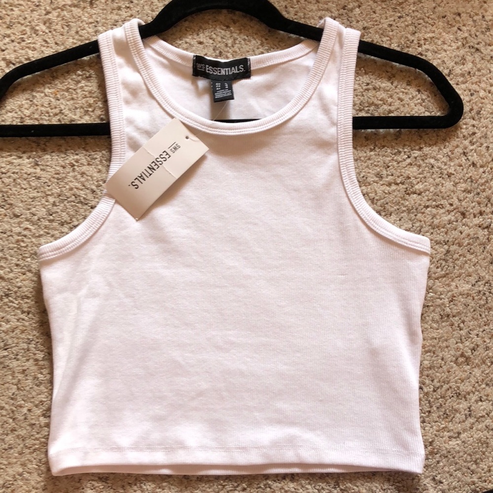 White SWS Essentials Crop Top (Large)